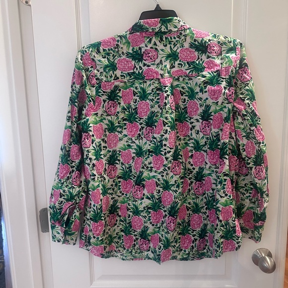 Charter Club Linen Luxury Women's Button Down Shirt Pineapples Size XL - Picture 9 of 11